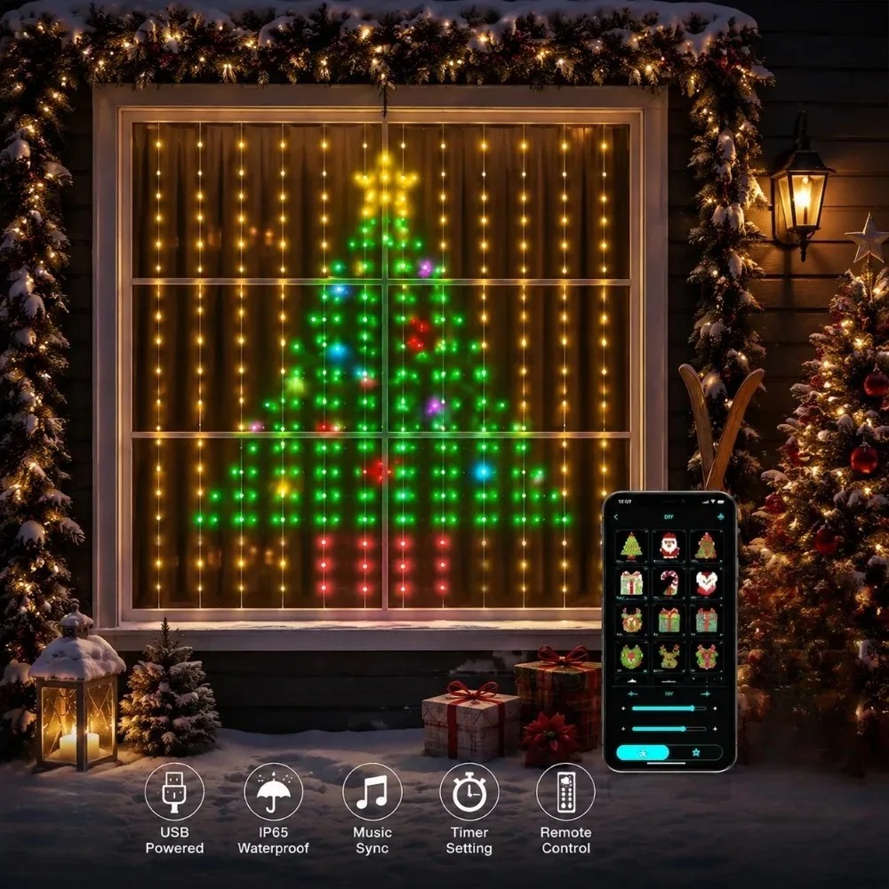 LED Christmas Curtain Lights C - огляд і ціна Lighting Christmas Decor