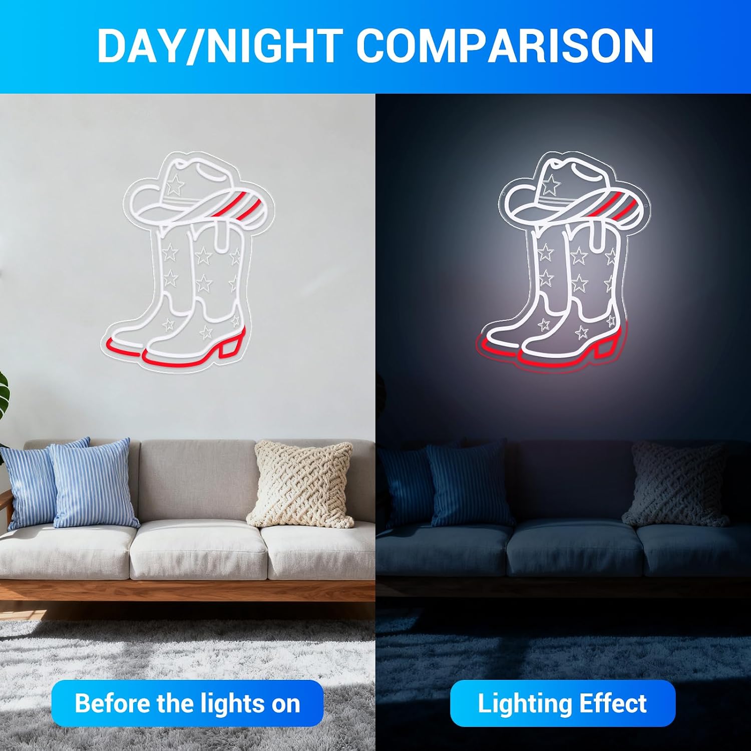 Cowboy Boots and Hat LED Neon  - огляд і ціна Lighting Decor Bedroom